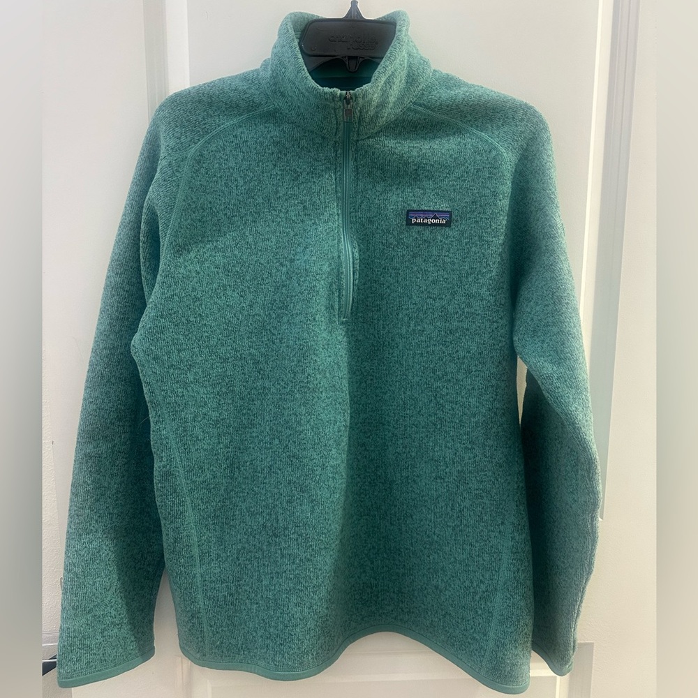 Patagonia Teal 1/4 Zip Fleece Pullover Women’s L Soft Cozy Lightweight Sweater